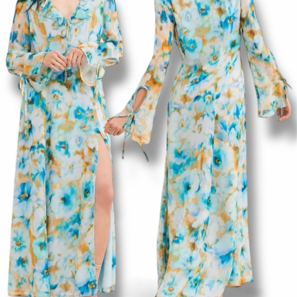 Rays for Days for Free People Floral Long Sleeve Maxi Dress in the Size Medium